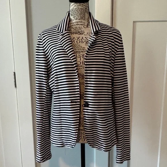 New York & Company Navy and White Striped Blazer - Picture 1 of 4